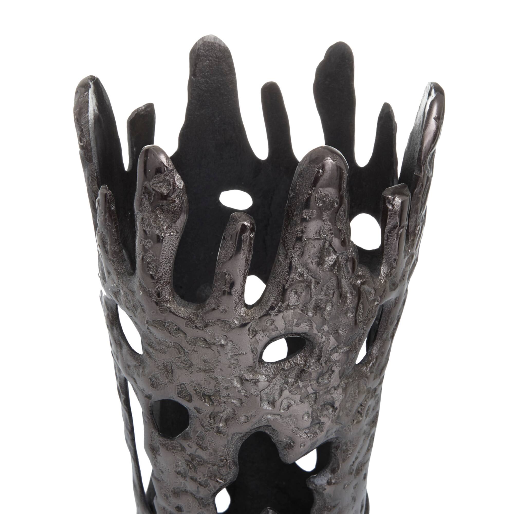 Set of 2" Black Aluminum Contemporary Vases, 20" x 7" x 6"